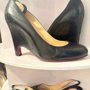 Christian Louboutin Black Wedges with Red Sole size 39